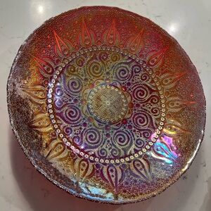 Iridescent Glass Decorative Wall Plate - Multicolor